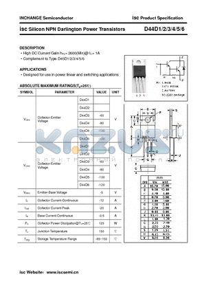 D44D1 datasheet - isc Silicon NPN Darlington Power Transistors