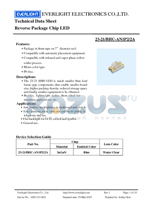 23-21-BHC-AN1P2 datasheet - Reverse Package Chip LED