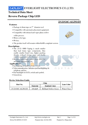 23-21-G6C-AL2N1-2T datasheet - Reverse Package Chip LED