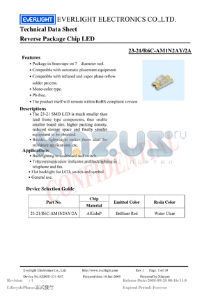 23-21-R6C-AM1N2AY-2A datasheet - Reverse Package Chip LED