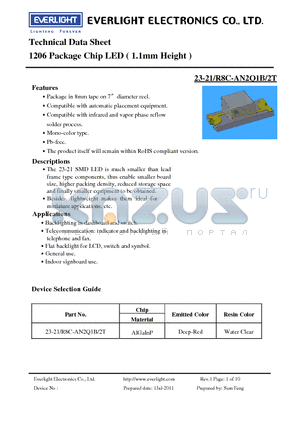 23-21-R8C-AN2Q1B-2T datasheet - 1206 Package Chip LED ( 1.1mm Height )