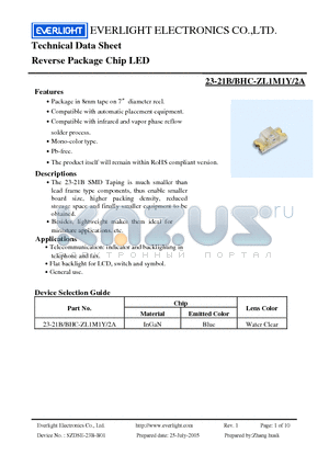 23-21B-BHC-ZL1M1Y-2A datasheet - Reverse Package Chip LED