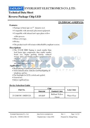 23-21B-G6C-AM2P1-2A datasheet - Reverse Package Chip LED