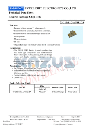 23-21B-S2C-AN1P2-2A datasheet - Reverse Package Chip LED