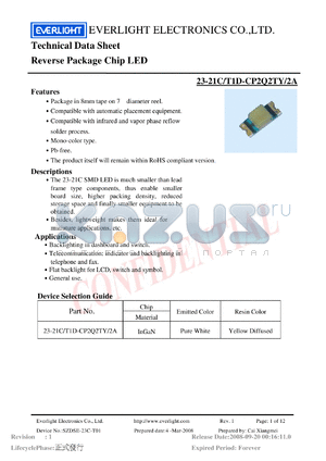23-21C-T1D-CP2Q2TY-2A datasheet - Reverse Package Chip LED