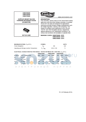 CMXSTB200 datasheet - SURFACE MOUNT SILICON FORWARD REFERENCE DIODE (STABISTOR)