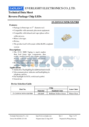 23-21SYGC datasheet - Chip LEDs