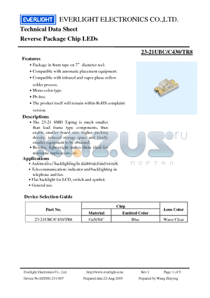 23-21UBC/C430/TR8 datasheet - Chip LEDs
