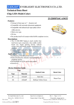 23-22B-R7G6C-A30-2T datasheet - Chip LED (Multi-Color)