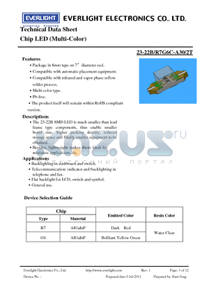 23-22B-R7G6C-A30-2T datasheet - Chip LED (Multi-Color)