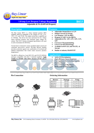 B033D-X datasheet - 1.0Amp Low Dropout Voltage Regulator