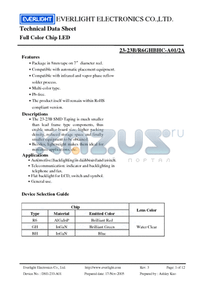 23-23B-R6GHBHC-A01-2A datasheet - Full Color Chip LED