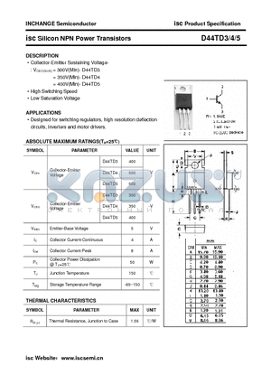 D44TD3 datasheet - isc Silicon NPN Power Transistors