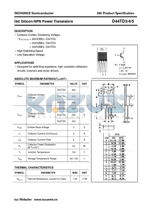 D44TD5 datasheet - isc Silicon NPN Power Transistors