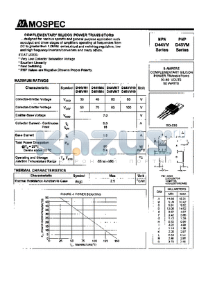 D44VM datasheet - POWER TRANSISTORS(8A,30-80V,50W)