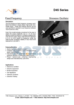 D45 datasheet - Sinewave Oscillator