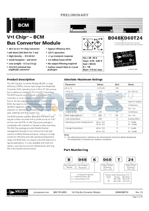 B048F060M24 datasheet - VI Chip - BCM Mus Converter Module