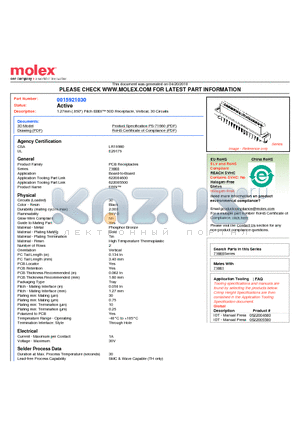 A716601030 datasheet - 1.27mm (.050) Pitch EBBI 50D Receptacle, Vertical, 30 Circuits