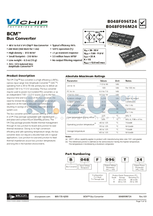 B048F096T24 datasheet - Bus Converter