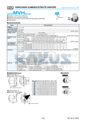 EMVH100ADA101MH63G datasheet - SURFACE MOUNT ALUMINUM ELECTROLYTIC CAPACITORS