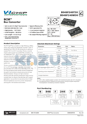 B048F240T30_12 datasheet - Bus Converter