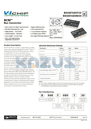 B048F480T30 datasheet - Bus Converter