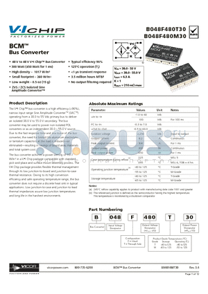 B048F480M30 datasheet - Bus Converter
