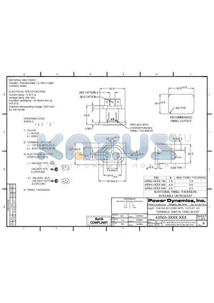 43R03-3112-250 datasheet - 10A/15A IEC 60320 APPL. OUTLET; QC TERMINALS; SNAP-IN, PANEL MOUNT