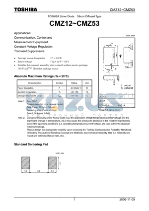 CMZ22 datasheet - Constant Voltage Regulation Transient Suppressors