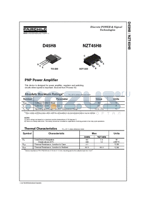 D45H8 datasheet - PNP Power Amplifier
