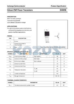 D45H8 datasheet - Silicon PNP Power Transistors