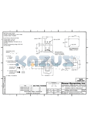 43R04-3211-250 datasheet - 10A/15A IEC 60320 APPL. OUTLET; SOLDER TERMINALS; SNAP-IN, PANEL MOUNT