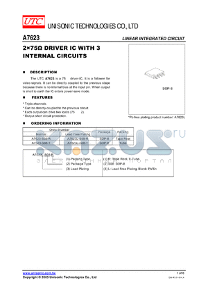 A7623L-S08-T datasheet - 275 DRIVER IC WITH 3 INTERNAL CIRCUITS