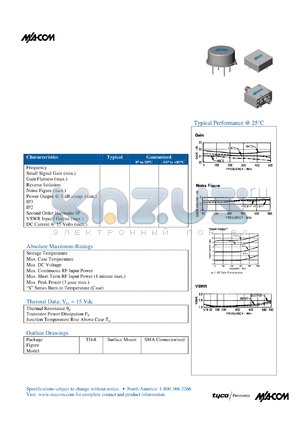 A75 datasheet - 5 TO 500 MHz CASCADABLE AMPLIFIER
