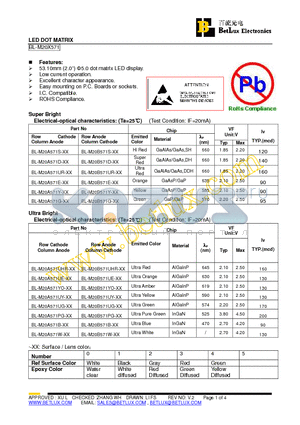 BL-M20A571UR datasheet - LED DOT MATRIX