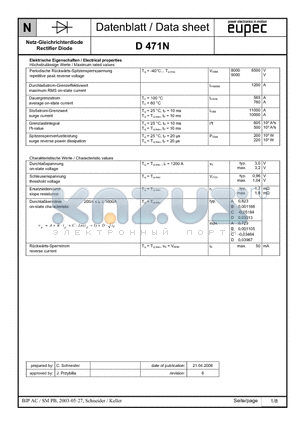 D471N datasheet - Netz-Gleichrichterdiode Rectifier Diode