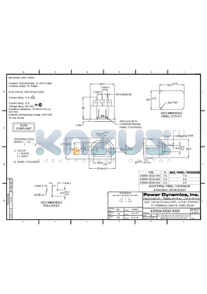 43R09-3132-250 datasheet - 10A/15A IEC 60320 APPL. OUTLET; STRAIGHT PC TERMINALS; SNAP-IN, PANEL MOUNT