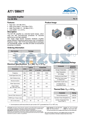 A77 datasheet - Cascadable Amplifier