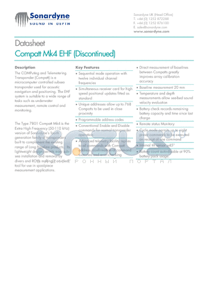 7801 datasheet - Compatt Mk4 EHF (Discontinued)