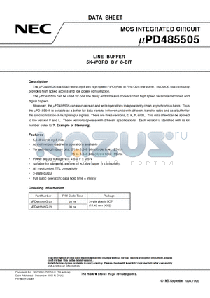 D485505G datasheet - LINE BUFFER 5K-WORD BY 8-BIT