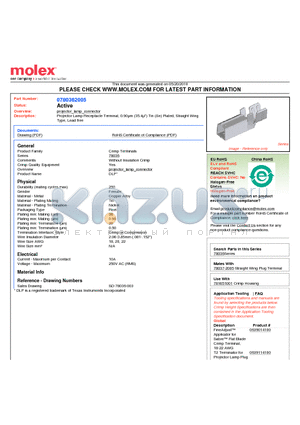 78036-2005 datasheet - Projector Lamp Receptacle Terminal, 0.90lm (35.4l