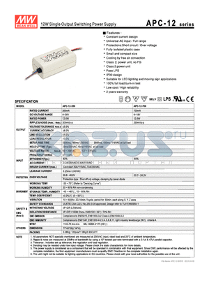 APC-12_12 datasheet - 12W Single Output Switching Power Supply