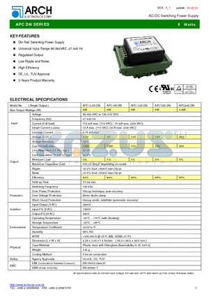 APC-15S-DN datasheet - AC-DC Switching Power Supply