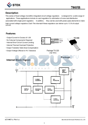 7805B datasheet - fixed-voltage monolithic integrated-circuit voltage regulators