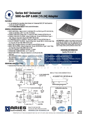 44-647-10 datasheet - Universal SOIC-to-DIP 0.600 [15.24] Adapter