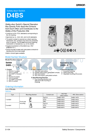 D4BS-5AFS datasheet - Safety-door Switch
