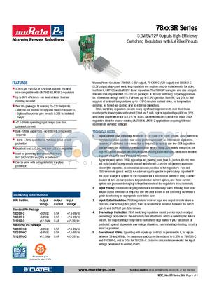 7805SRH-C datasheet - 3.3V/5V/12V Outputs High-Effi ciency Switching Regulators with LM78xx Pinouts