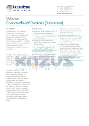 7806 datasheet - Compatt Mk4 MF Directional (Discontinued)