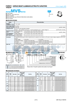 EMVS250ADA330MF46G datasheet - SURFACE MOUNT ALUMINUM ELECTROLYTIC CAPACITORS