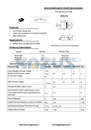 B0520LWS datasheet - Schottky Barrier Diode